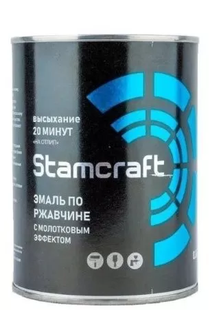 Фото эмаль  с молотковым эффектом по ржавчине  stamcraft черная (бан 0,8 кг / 14 шт) 