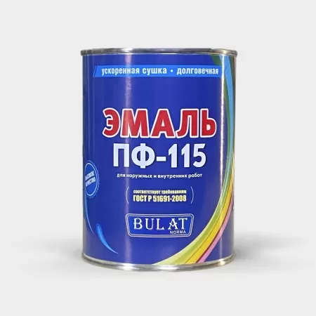 Фото эмаль пф-115 bulat norma белая бан 0,8 кг (12 шт/уп)