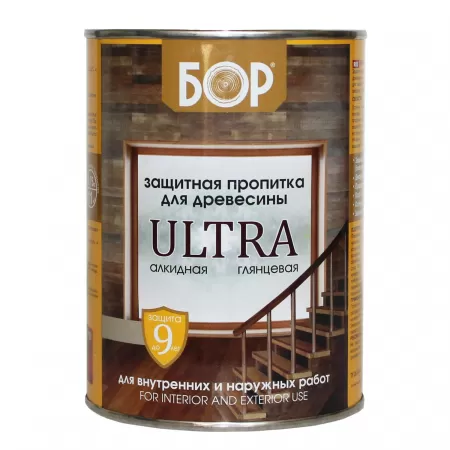Фото защитная пропитка для древесины ultra (глянцевая) антик (бан. 0,75кг) 14 шт/уп