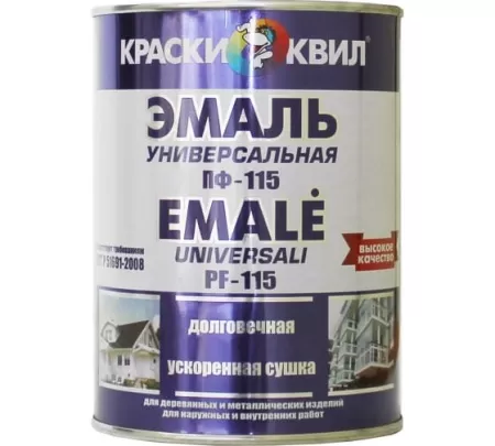 Фото эмаль пф-115 квил универсальная шоколодная (бан.0,9кг)
