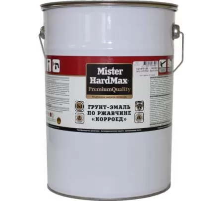 Фото грунт-эмаль по ржавчине "корроед" mister hardmax ral6002 зеленый (бан. 21кг)