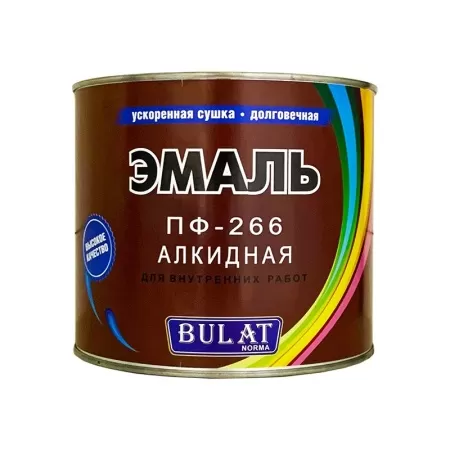 Фото эмаль пф-266 bulat norma желто-коричневая бан 0,9 кг