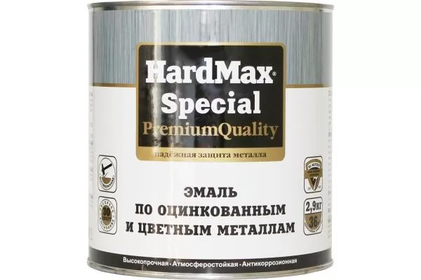 Фото эмаль по оцинкованным и цветным металлам hardmax special черный ral9005 (бан. 2,9кг)