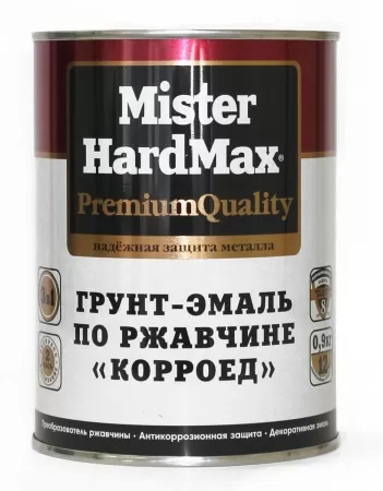 Фото грунт-эмаль по ржавчине "корроед" mister hardmax черный (бан. 0,9кг)