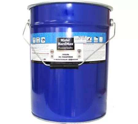Фото эмаль с молотковым эффектом по ржавчине mister hardmax синий ral5015 (бан 16 кг)