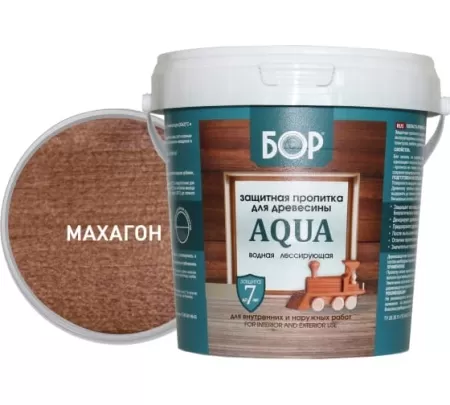 Фото защитная пропитка для древесины aqua махагон (бан. 0,9кг)