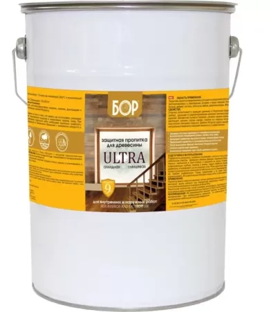 Фото защитная пропитка для древесины ultra (глянцевая) сосна (бан. 8 кг)