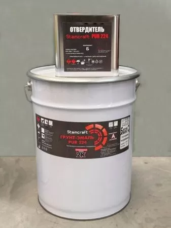 Фото грунт-эмаль полиуретановая stamcraft pur 224 ral9005 глубокий черный полуглянец (бар.17 кг)