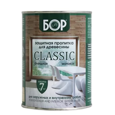 Фото защитная пропитка для древесины classic (матовая) бесцветная (бан. 0,7кг) 14 шт/уп