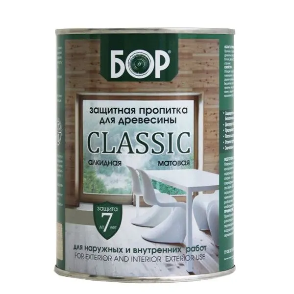Фото защитная пропитка для древесины classic (матовая) бесцветная (бан. 0,7кг) 14 шт/уп