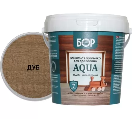 Фото защитная пропитка для древесины aqua дуб (бан. 2,3кг)