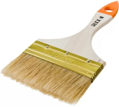 Фото кисть флейцевая dexx "практик" плоская 100мм натур щетина  0100-100_z02