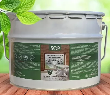 Фото защитная пропитка для древесины classic (матовая) орех (бан.16 кг)