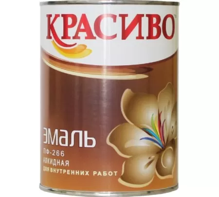 Фото эмаль пф-266 красиво желто-коричневая (бан.0,9кг)