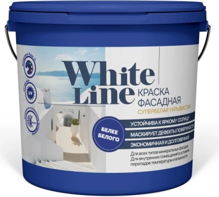 Фото краска вд фасадная white line белоснежная base а (бан.1,4кг)